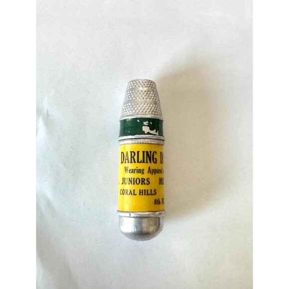 Vintage Darling Dress Shop Sewing Kit Thimble Advertising Coral Hills Langley Pa - Picture 6 of 7